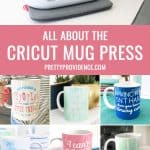 a collage image of mugs made with the Cricut mug press optimized for pinterest