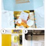 step by step collage of making a box of sunshine gift for pinterest