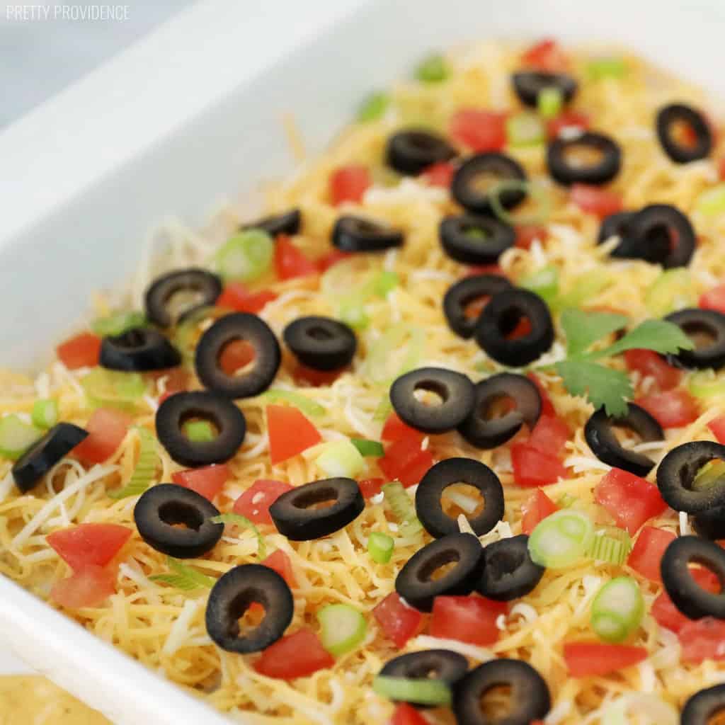 Seven Layer Bean Dip close-up