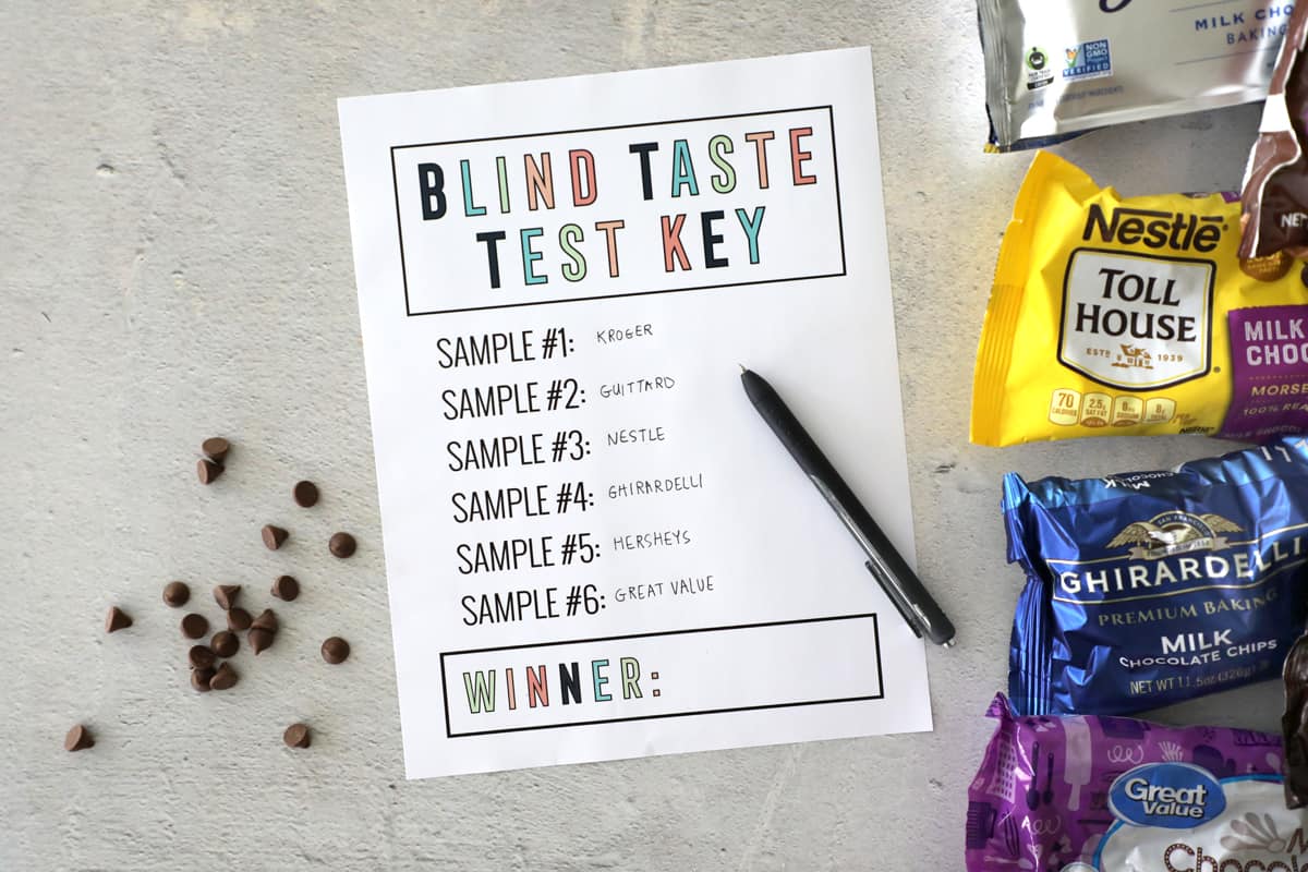 blind taste test answer key printable