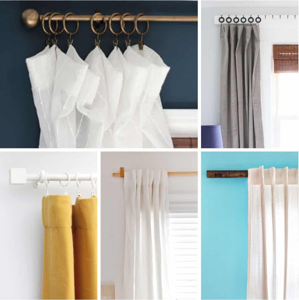 Five different ideas for DIY cheap curtain rods or hangings
