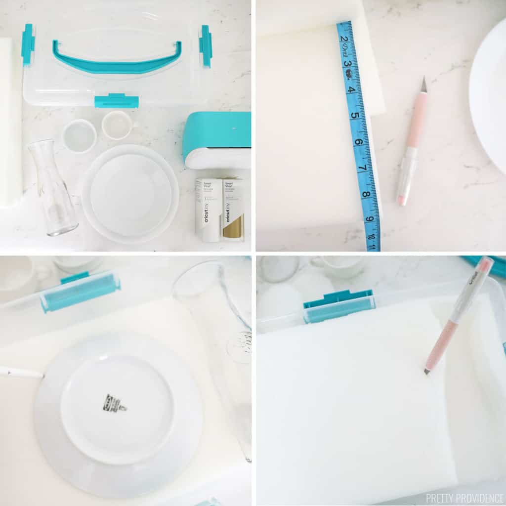 DIY dishes carrying case collage step by steps