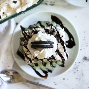 birds eye view of mint ice cream cake