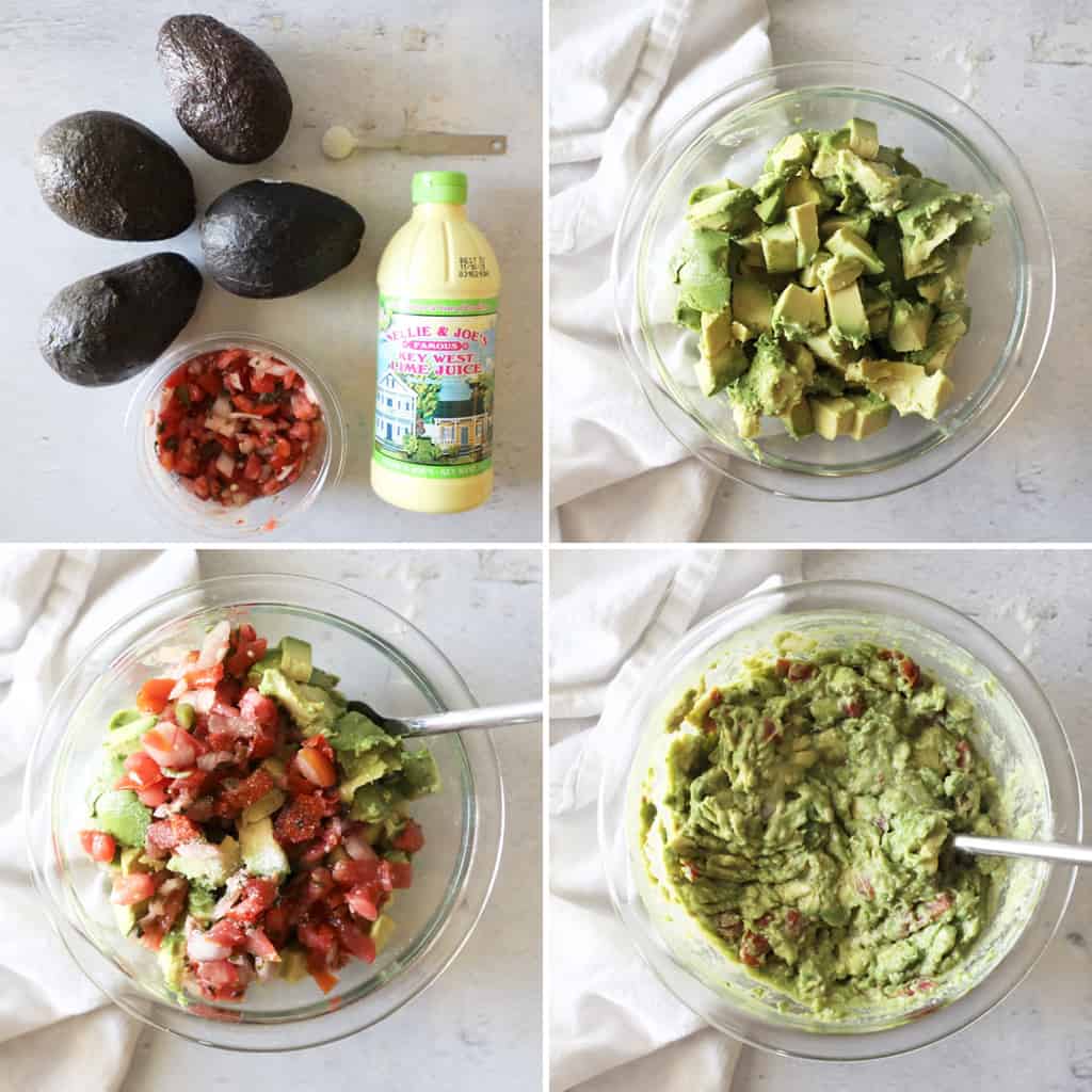 step by step photos showing how to make homemade guacamole