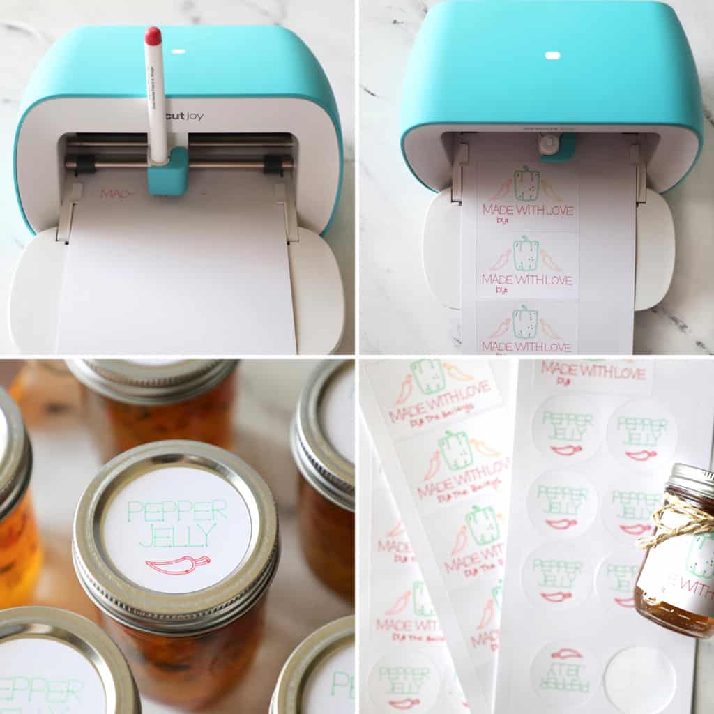 steps for using Cricut joy to make pepper jelly labels