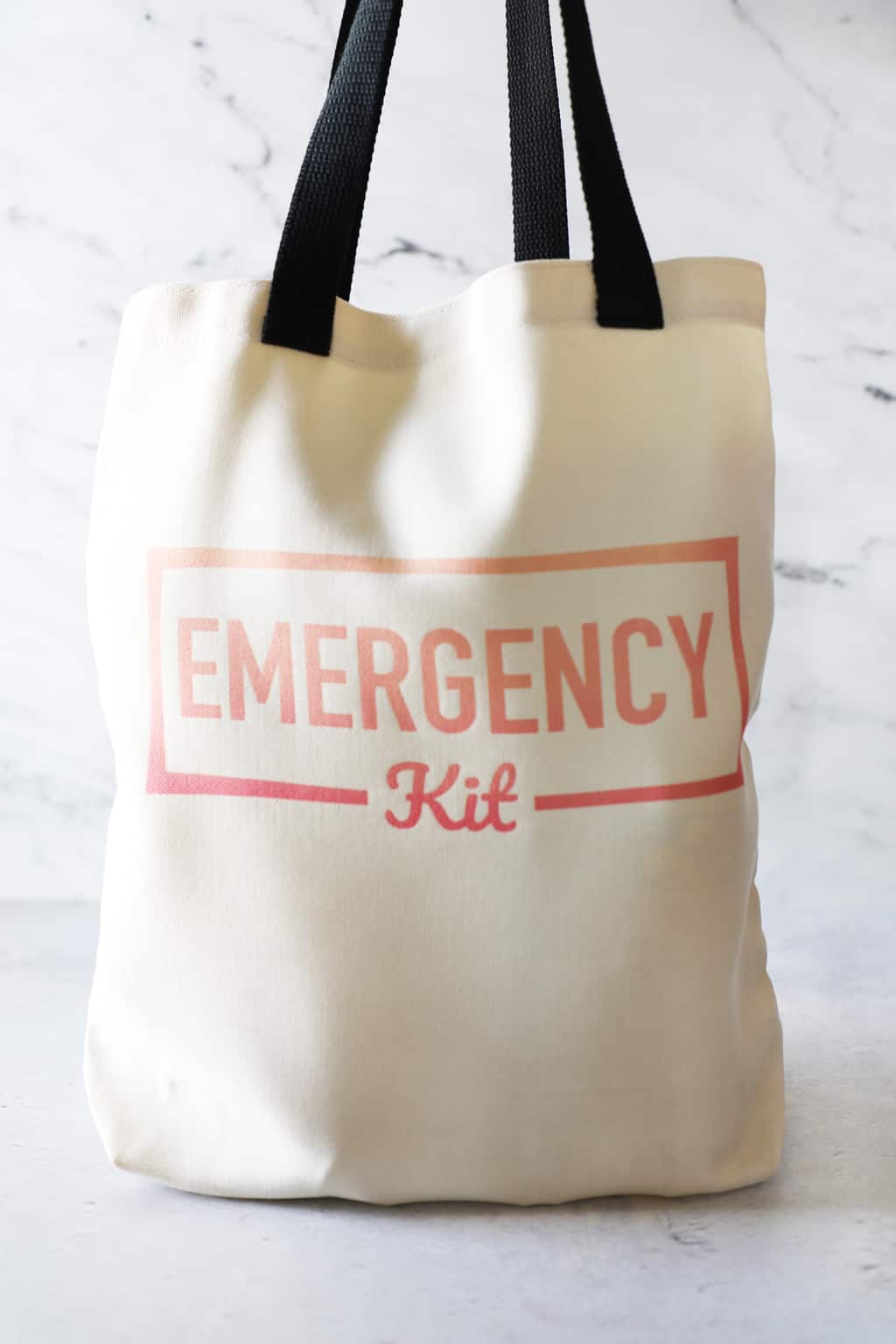 a full diy car emergency kit standing up against a white background