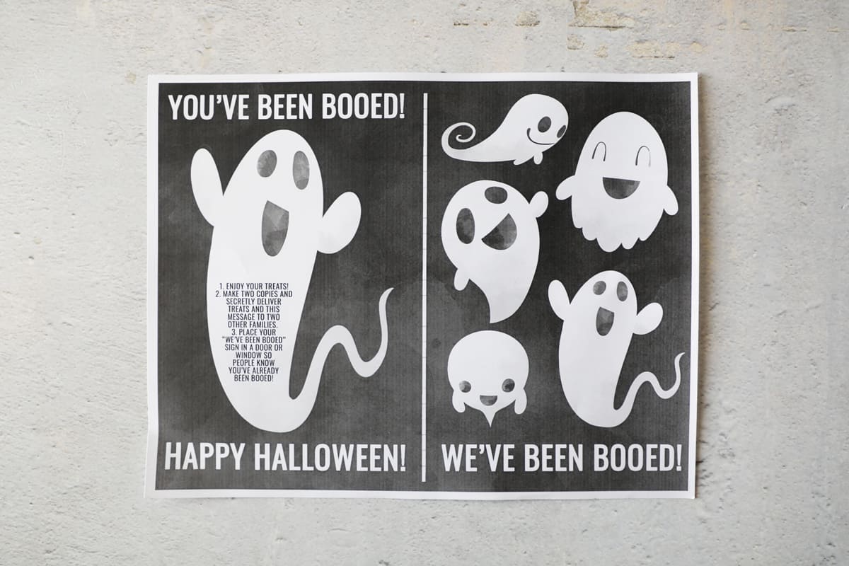 black and white you've been booed printable on a concrete countertop