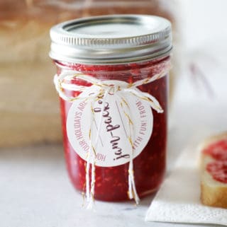 raspberry jam gift with a cute tag
