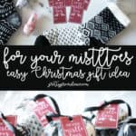 mistletoes gift bags with socks and nail polish in cellophane