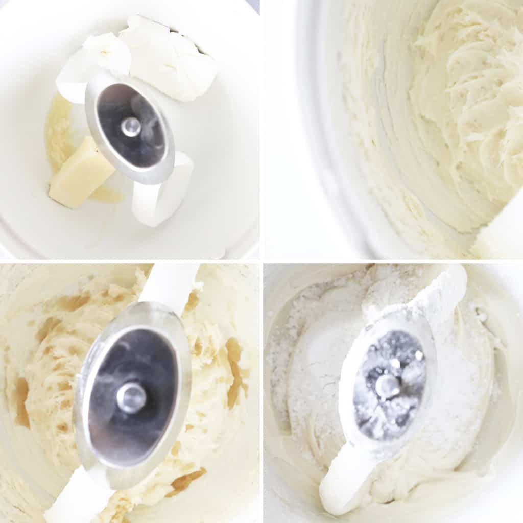 step by step photos showing how to make cream cheese frosting