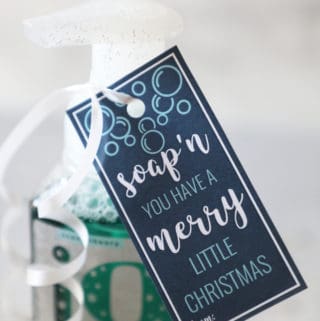 close up of a soapin you have a merry christmas gift tag