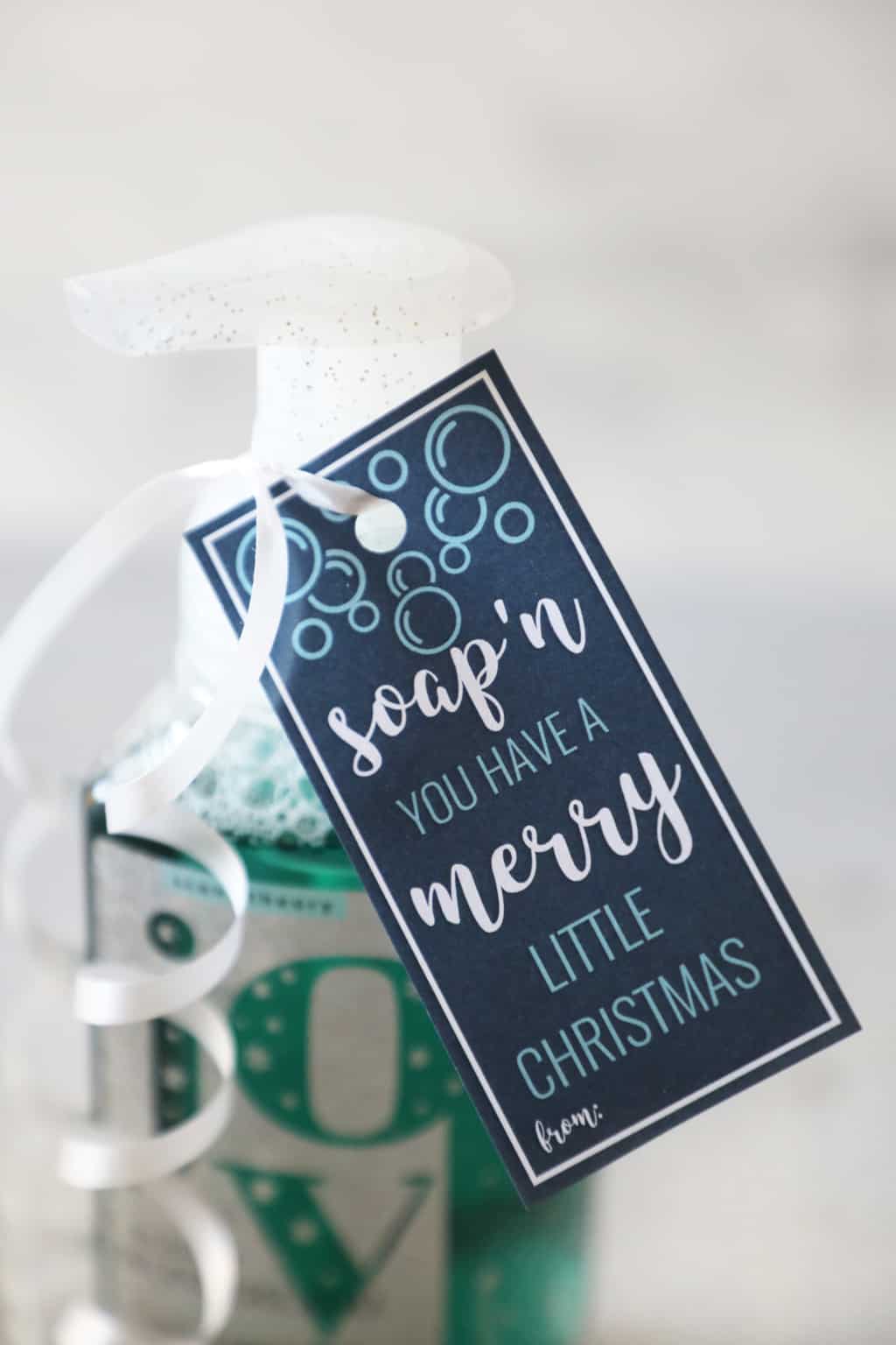 close up of a soapin you have a merry christmas gift tag