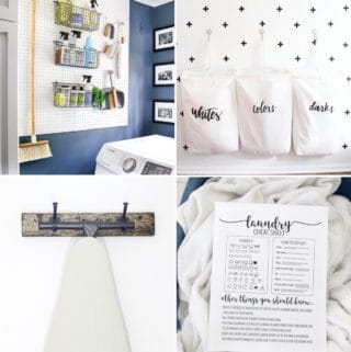 collage image of four different laundry hacks to make laundry easier