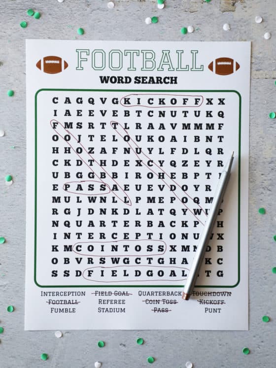 Football Word Search - Pretty Providence