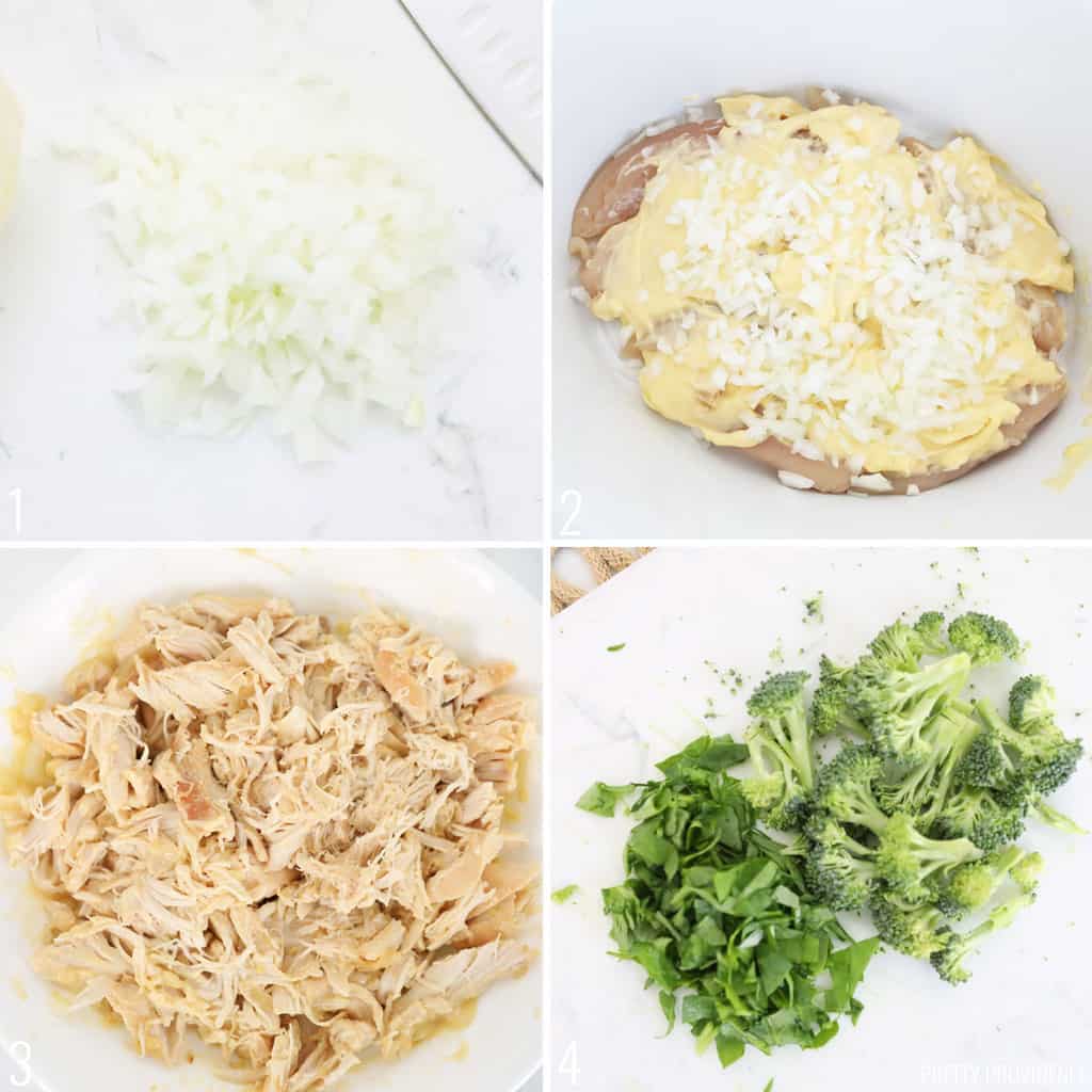 Chicken preparation in slow cooker step by step collage