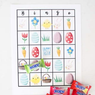 colorful easter bingo card