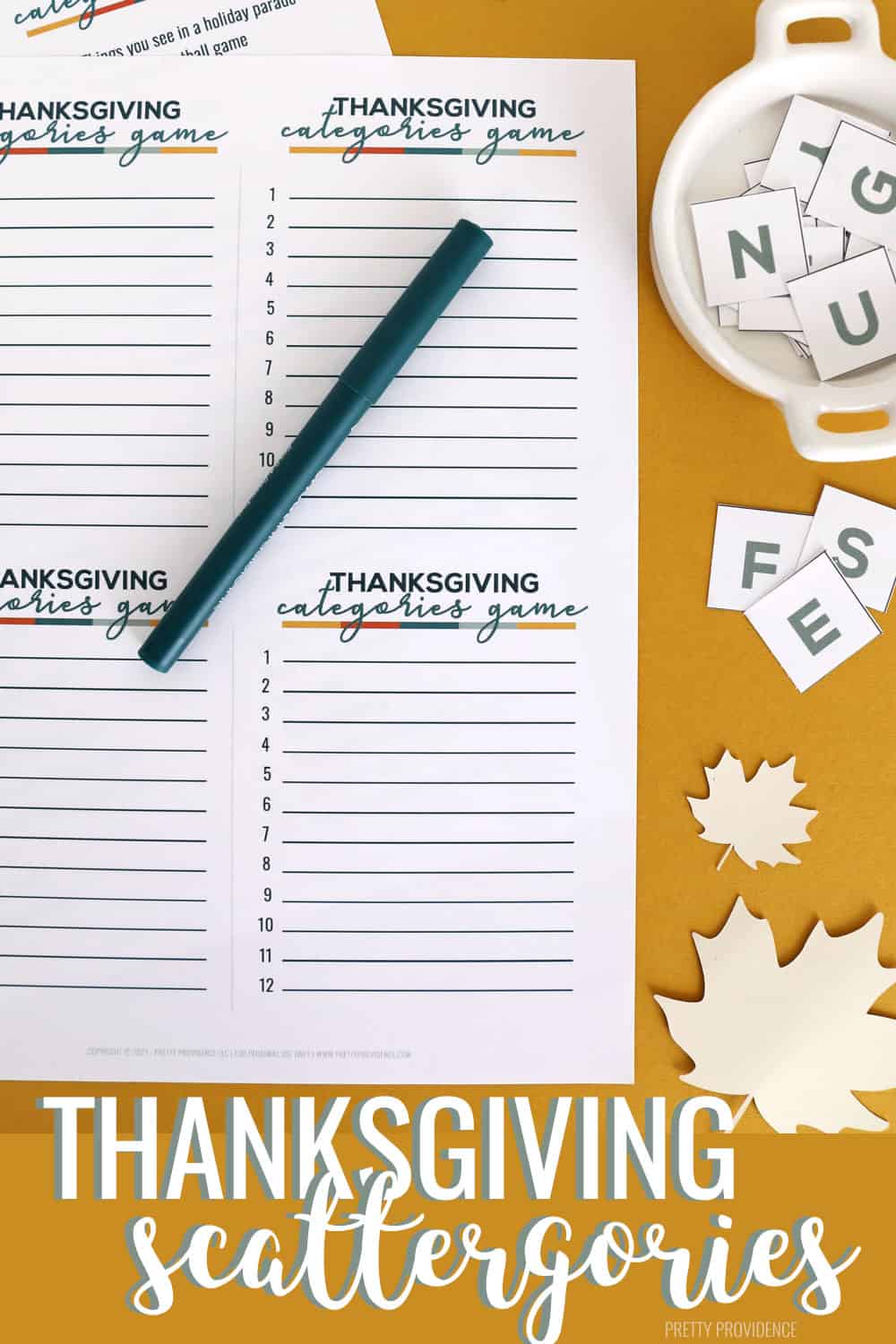 Thanksgiving Categories Game