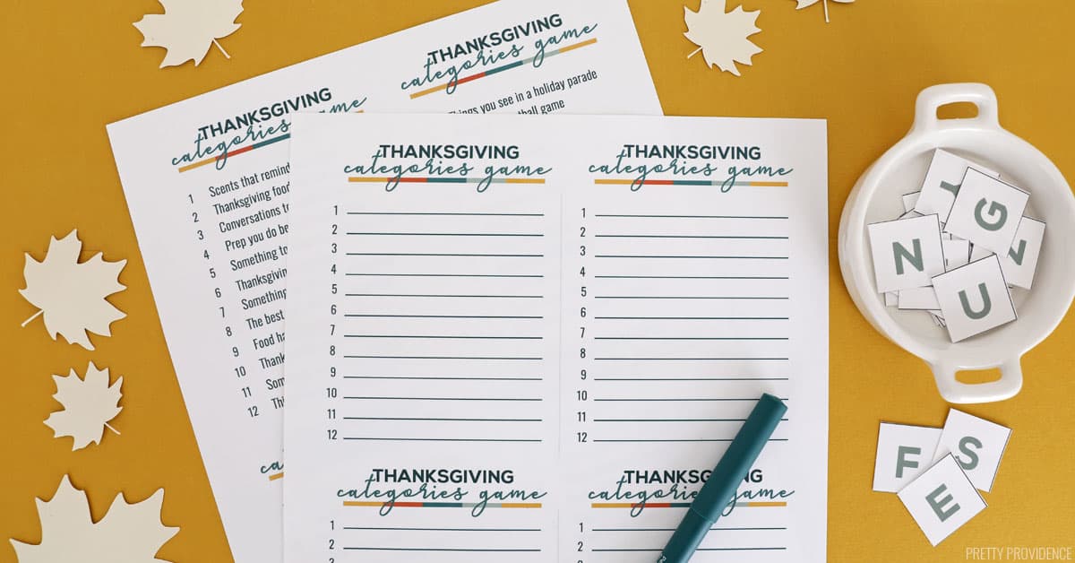 Thanksgiving Scattergories Printables - U Create