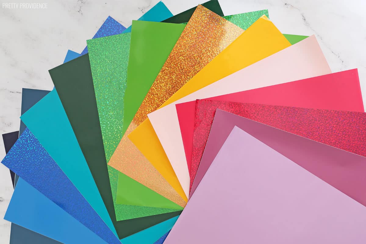 DIY Iron-On Vinyl Sheets - Large 10 inch x 10 inch - 12 Unique Glitter Paper Colors, Heat Transfer HTV Vinyl - Extra-Strong Adhesive Backing for