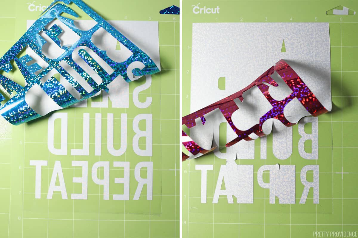 How To Layer Stacked Fonts with Multiple HTV  PUFF, GLITTER & HOLOGRAPHIC  Vinyl 