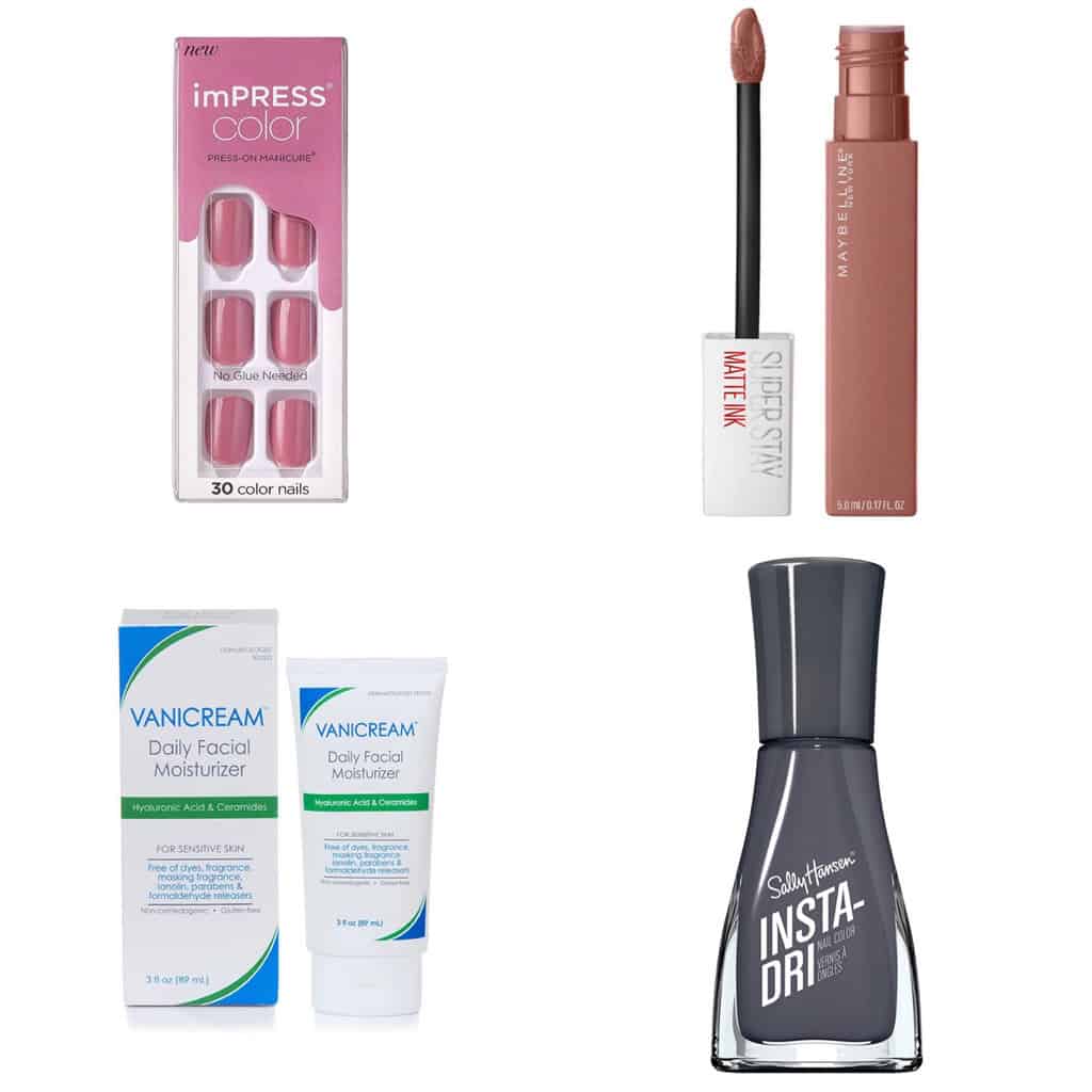 A collage of beauty products that would be great as stocking stuffers. 