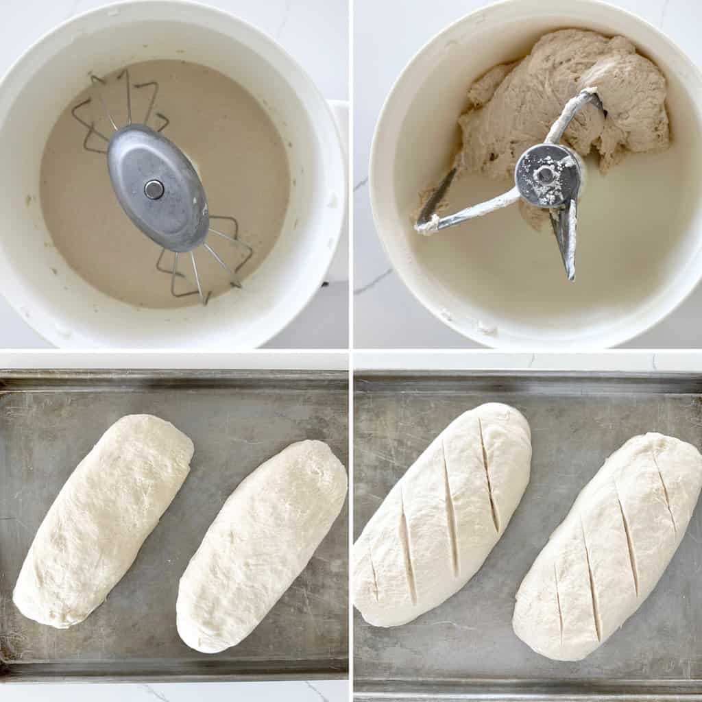 Step by step photos showing how to make homemade French bread.