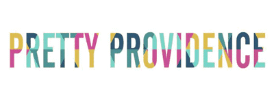 website title 'pretty providence' in geometric pattern font.