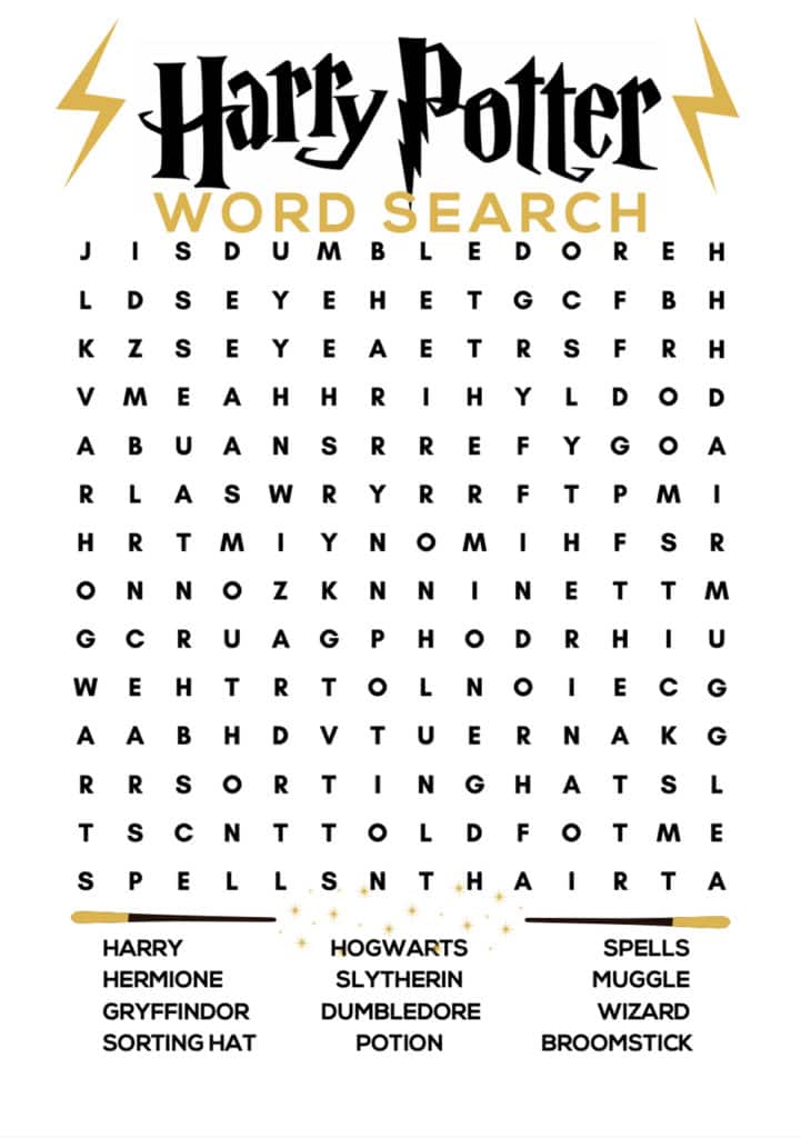 Harry Potter Word Search - Pretty Providence