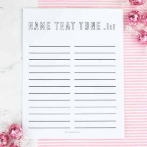 name that tune baby shower music game printable sheet with an iphone containing a playlist of songs with the word baby in them.