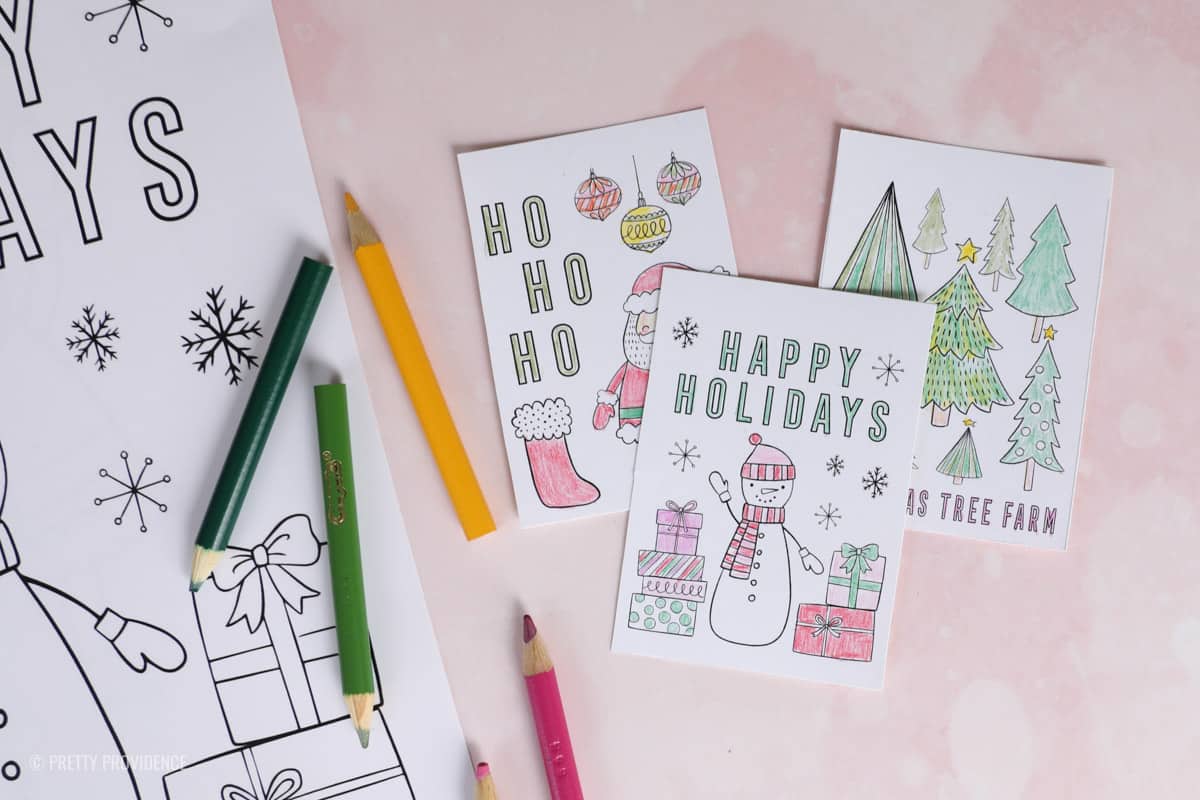miniature Christmas coloring sheets for elf on the shelf printed on white paper with and mini coloring pencils. 