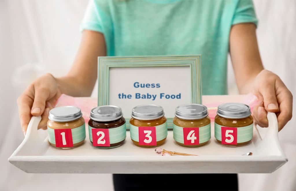 Guess the baby food game for a baby shower.