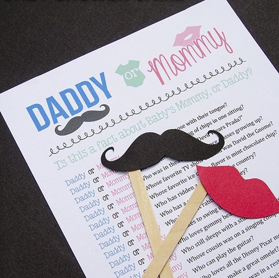 Dad or Mom baby shower trivia game.