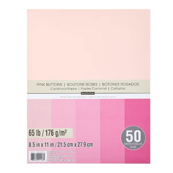 Pink cardstock package.