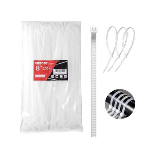 Clear zip ties product photo.