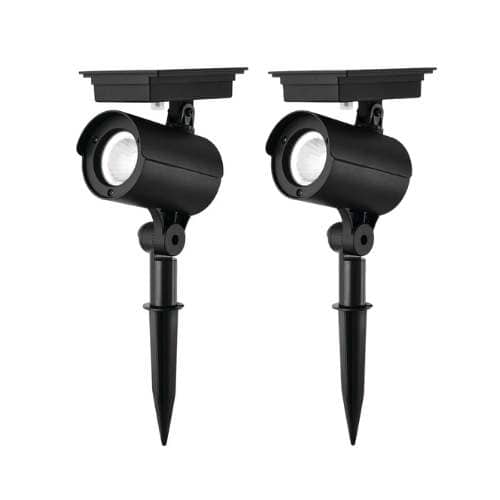Two solar spotlights with a white background.