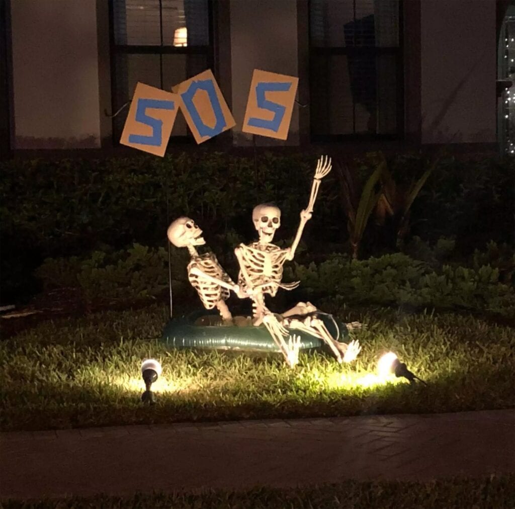 SOS lifeboat skeletons.