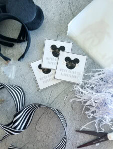 All the supplies needed to assemble a were going to Disneyland gift.